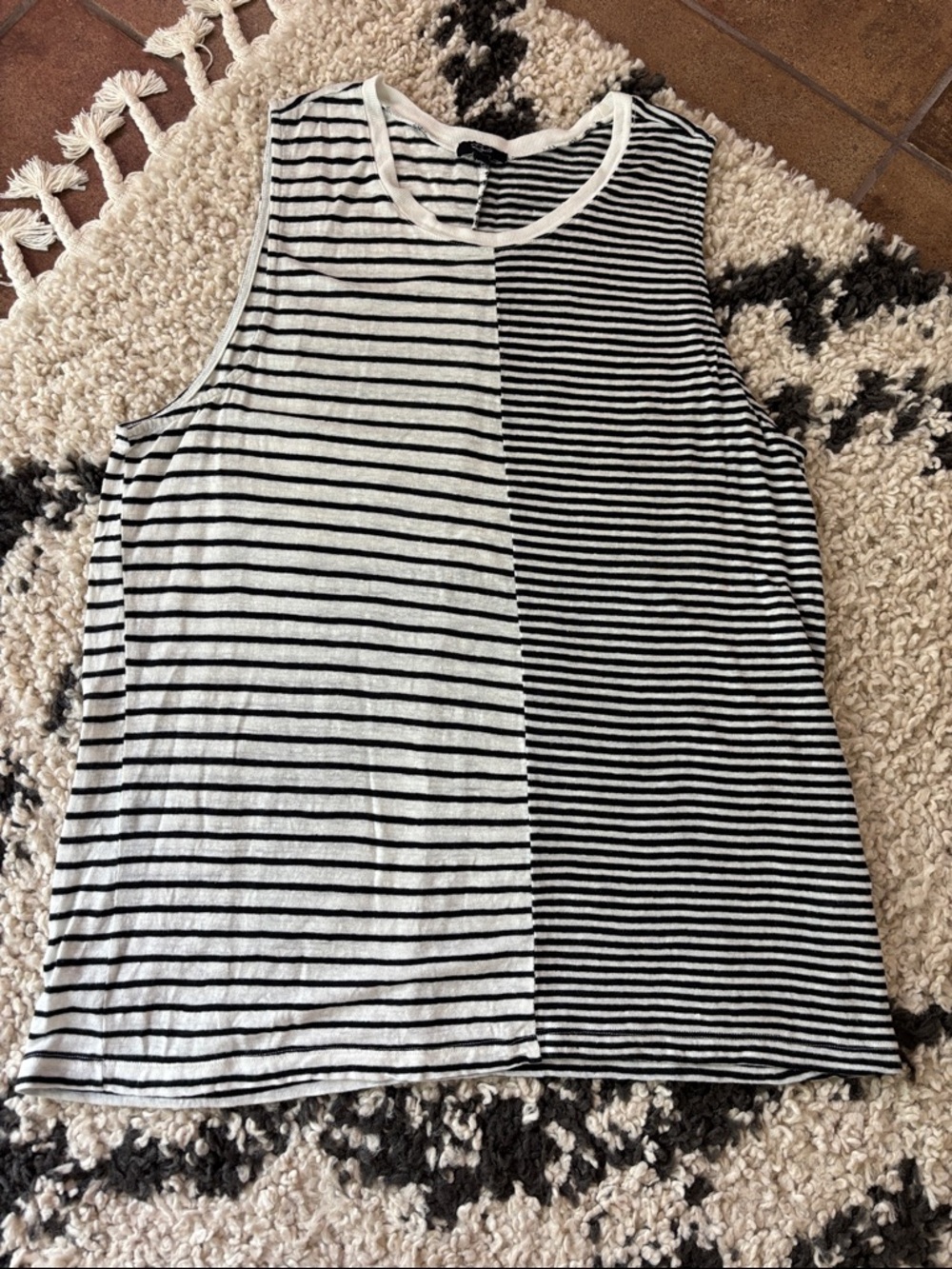 Rails Black and White Striped Sleeveless Tank